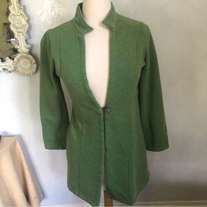 Soft Surroundings Green long sleeve single button cardigan/overcoat Size Small